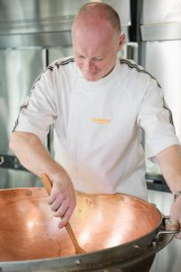 Chef Konrad using copper pan for Lamoonn Jam